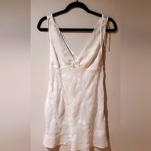 White V-Neck embroidered sheer slip dress